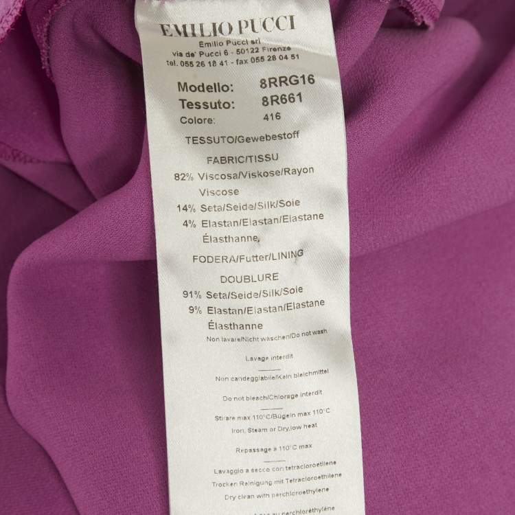 Pre Owned Emilio Pucci Pink Silk Printed Neck Tie Detail Crepe Mini Dress M