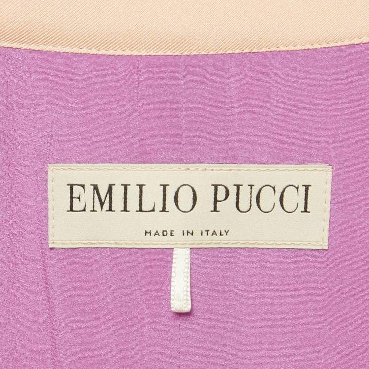 Pre Owned Emilio Pucci Pink Silk Printed Neck Tie Detail Crepe Mini Dress M
