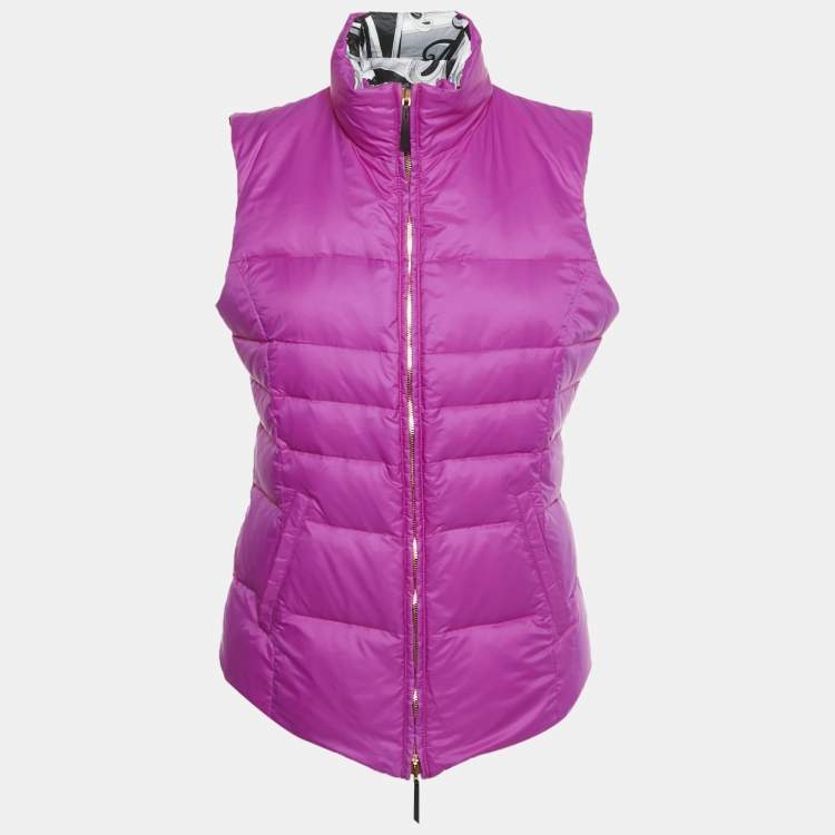 Pre Owned Emilio Pucci Purple/Black Printed Nylon Down Vest M
