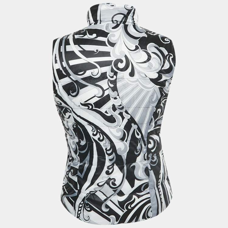 Pre Owned Emilio Pucci Purple/Black Printed Nylon Down Vest M
