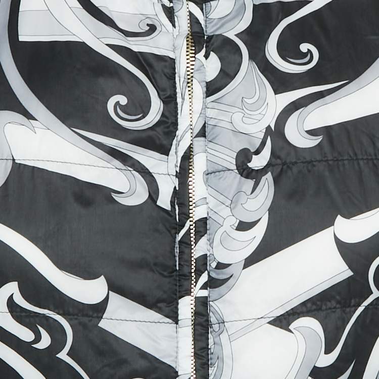 Pre Owned Emilio Pucci Purple/Black Printed Nylon Down Vest M