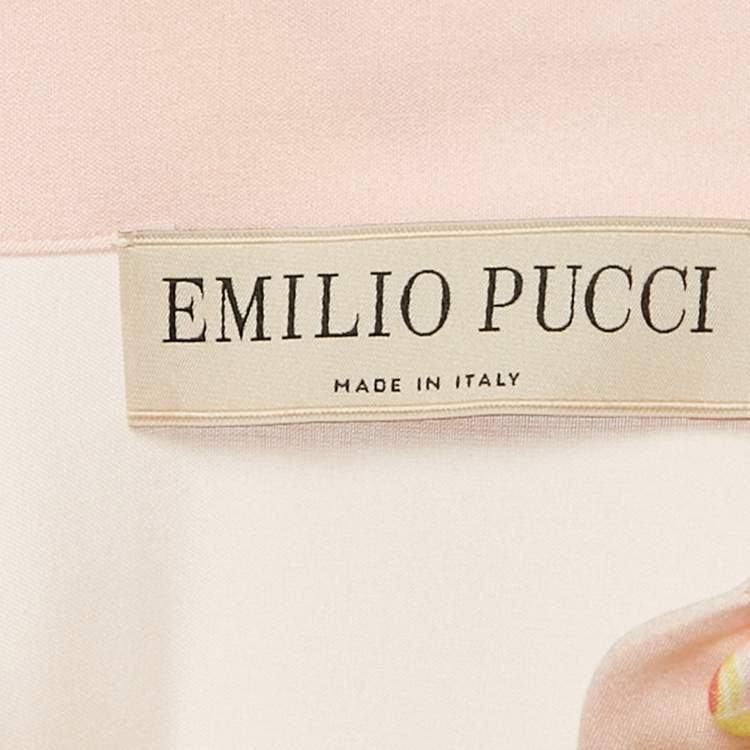 Pre Owned Emilio Pucci Yellow Printed Crepe Loose Fit Blouse M