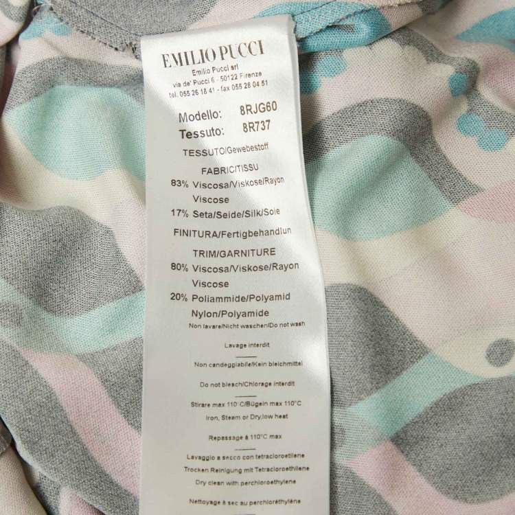 Pre Owned Emilio Pucci Multicolor Printed Jersey Lace Detail Mini Dress M