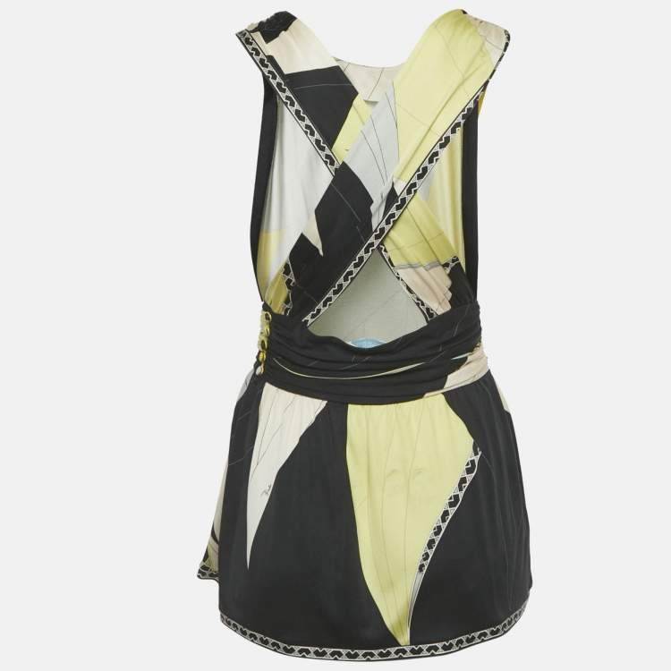 مملوكة مسبقًا Emilio Pucci Multicolor Printed Stretch Silk Top S