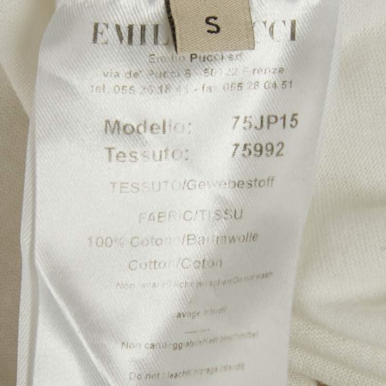 Pre Owned Emilio Pucci White Logo Print Cotton T-Shirt S
