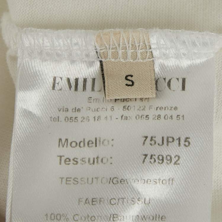 Pre Owned Emilio Pucci White Logo Print Cotton T-Shirt S