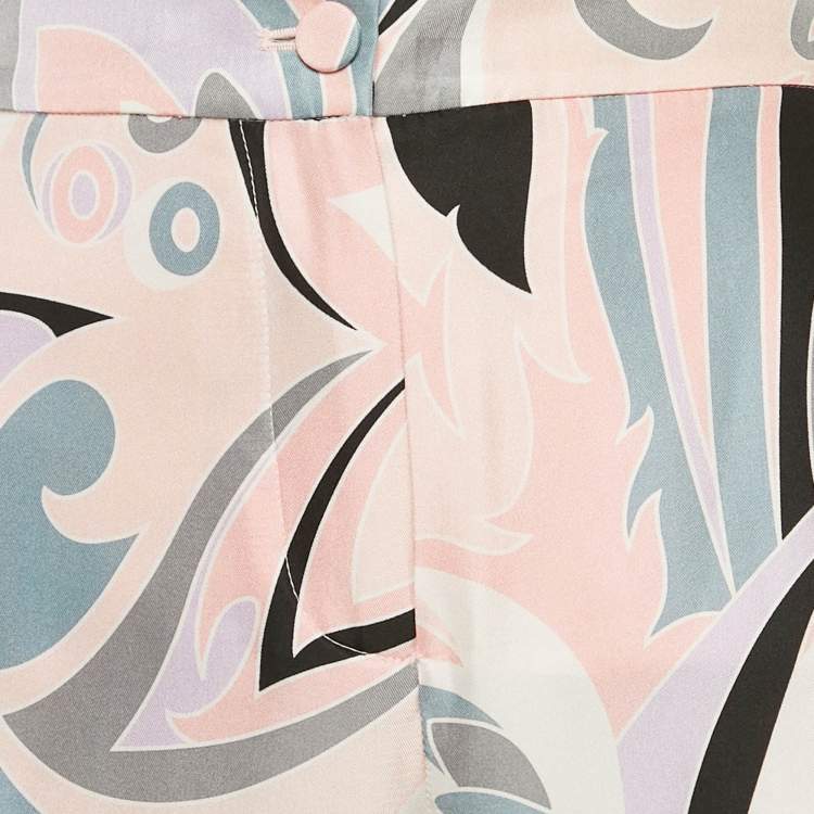 Pre Owned Emilio Pucci Multicolor Print Silk Trousers M