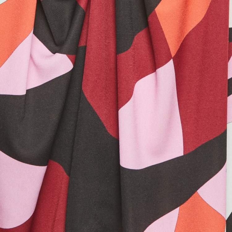 Pre Owned Emilio Pucci  Multicolor Print Jersey High Neck Top S