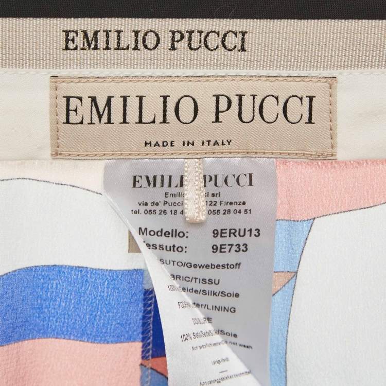 Pre Owned Emilio Pucci Multicolor Print Silk Shorts M