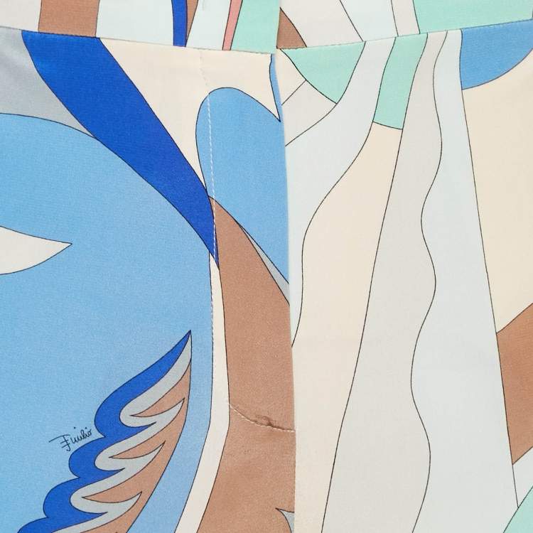 Pre Owned Emilio Pucci Multicolor Print Silk Shorts M