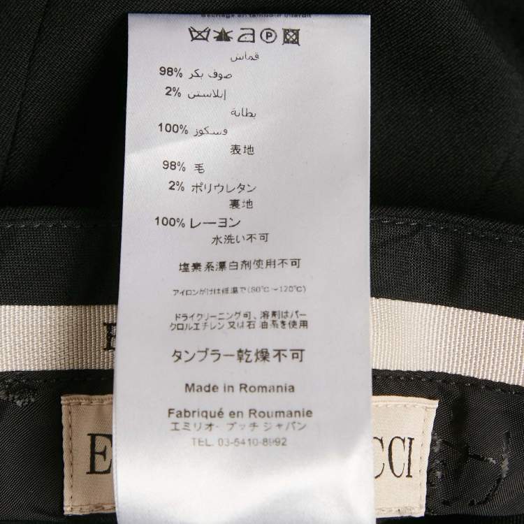 Pre Owned Emilio Pucci Black Wool Formal Trousers S