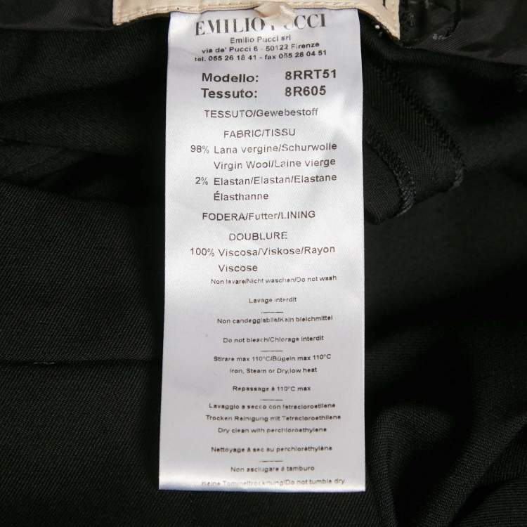 Pre Owned Emilio Pucci Black Wool Formal Trousers S