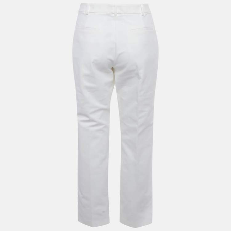 Pre Owned Emilio Pucci White Taffeta Trousers M