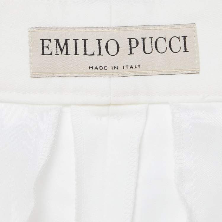 Pre Owned Emilio Pucci White Taffeta Trousers M