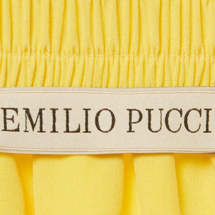 Pre Owned Emilio Pucci Yellow Silk Button Front Shirt M