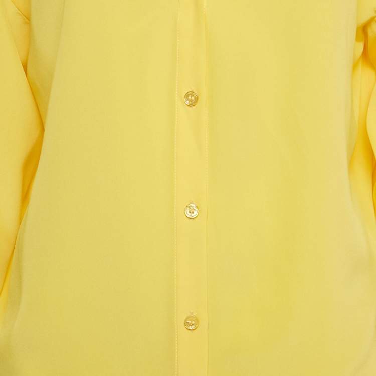 Pre Owned Emilio Pucci Yellow Silk Button Front Shirt M