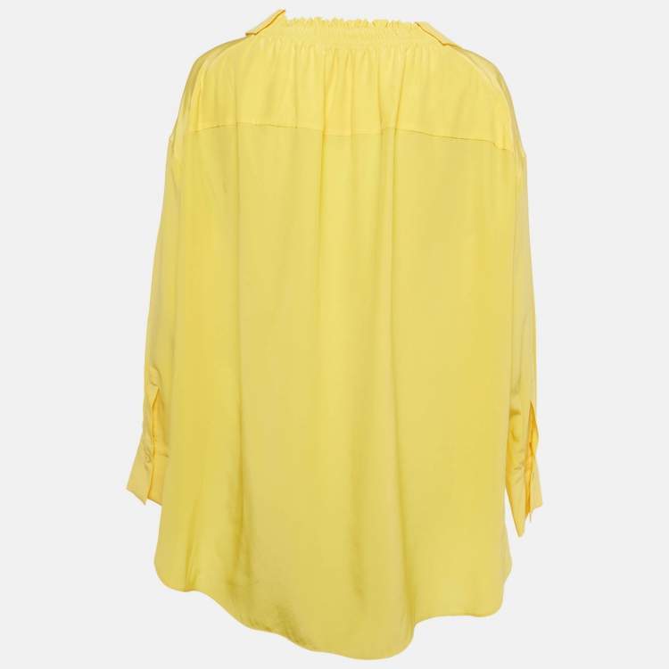Pre Owned Emilio Pucci Yellow Silk Button Front Shirt M
