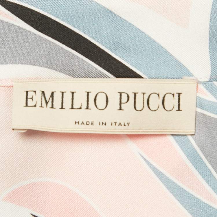 Pre Owned Emilio Pucci Pink Printed Silk Shirt Dress M