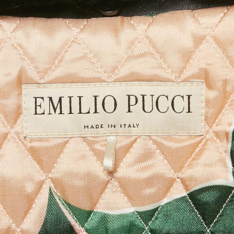 Pre Owned Emilio Pucci Black Fur Trim Synthetic Jacket M