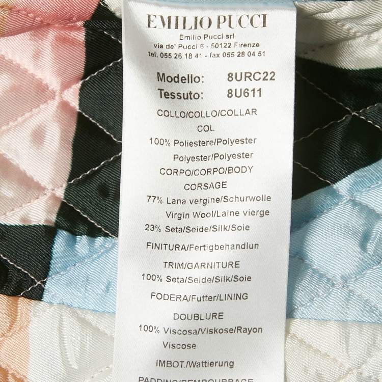 Pre Owned Emilio Pucci Black Fur Trim Synthetic Jacket M