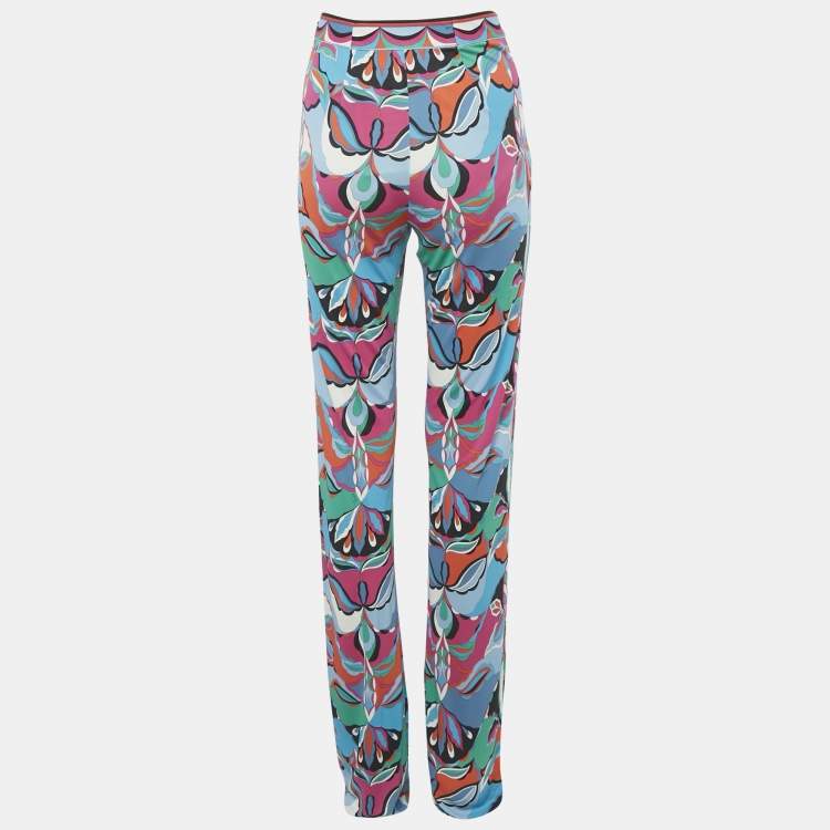 Pre Owned Emilio Pucci Multicolor Printed Jersey Trousers M