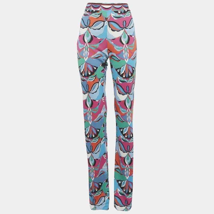 Pre Owned Emilio Pucci Multicolor Printed Jersey Trousers M