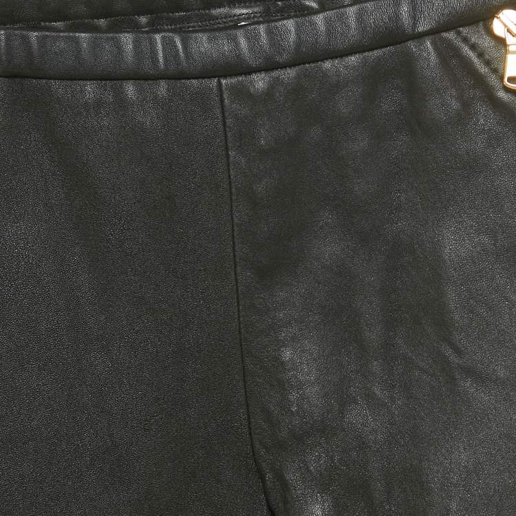 Pre Owned Emilio Pucci Black Genuine Leather Skinny Pants S