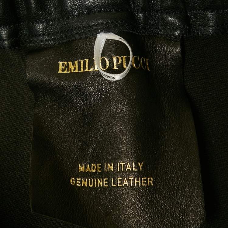 Pre Owned Emilio Pucci Black Genuine Leather Skinny Pants S