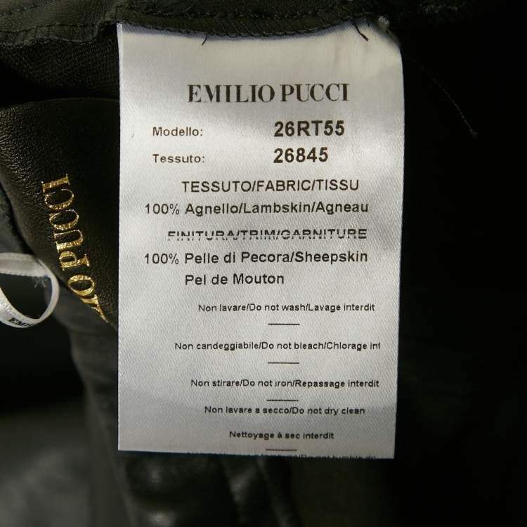 Pre Owned Emilio Pucci Black Genuine Leather Skinny Pants S