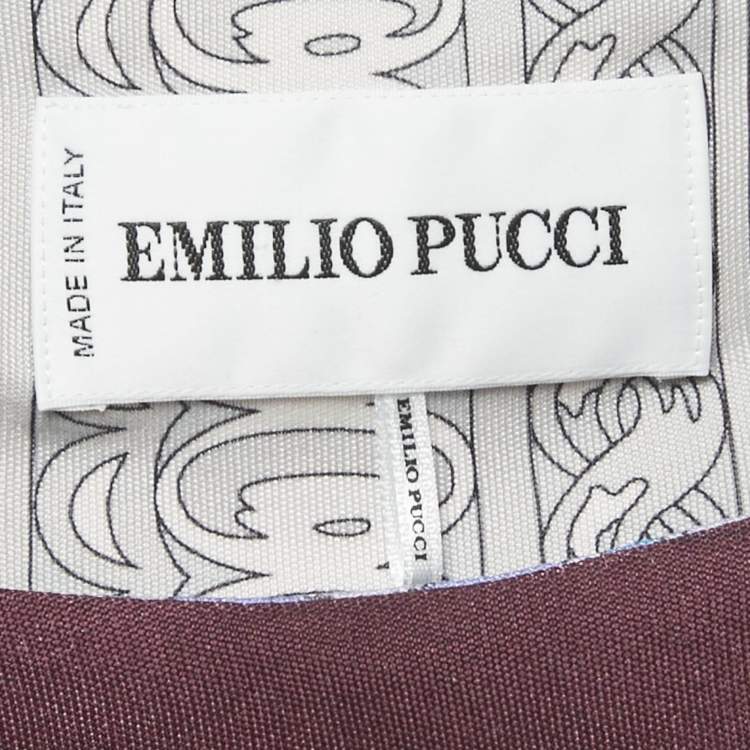 Pre Owned Emilio Pucci Burgundy/Blue Printed Jersey Short Dress M