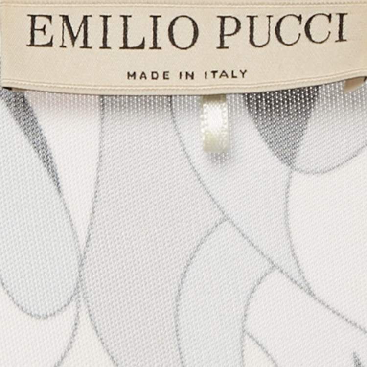 Pre Owned Emilio Pucci Pink/Blue Printed Jersey Top L