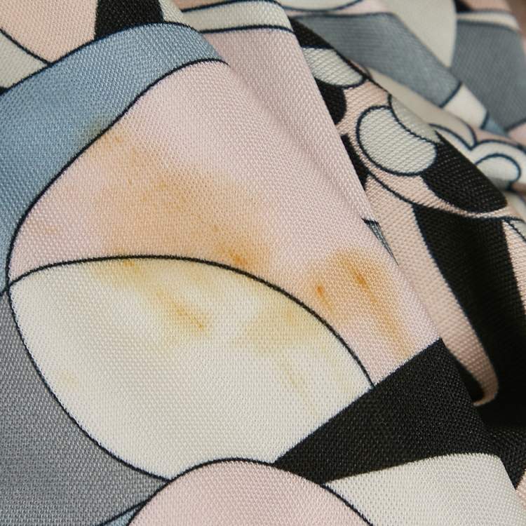 Pre Owned Emilio Pucci Pink/Blue Printed Jersey Top L