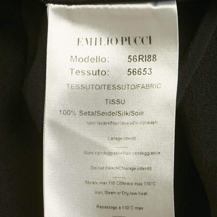 Pre Owned Emilio Pucci Black Printed Silk Mini Dress M