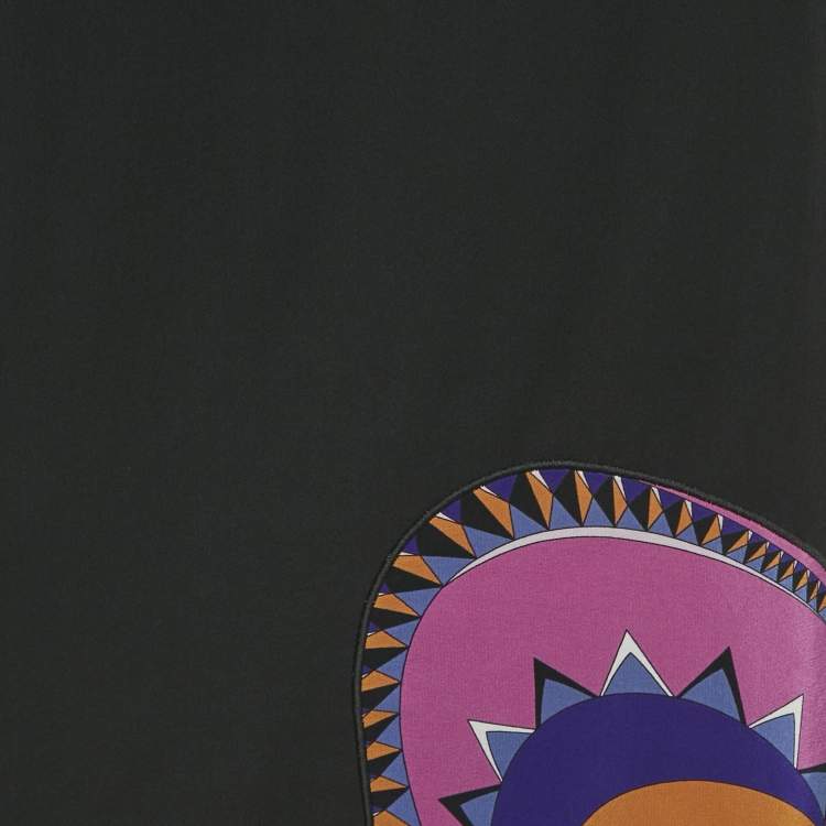 Pre Owned Emilio Pucci Black Printed Silk Mini Dress M