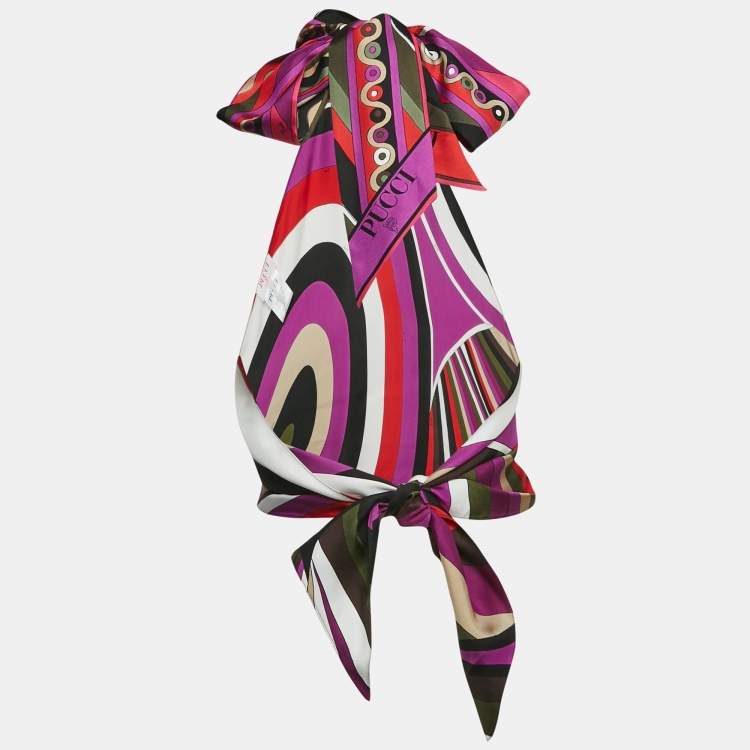 Pre Owned Emilio Pucci Multicolor Printed Silk Halter Neck Scarf Top S