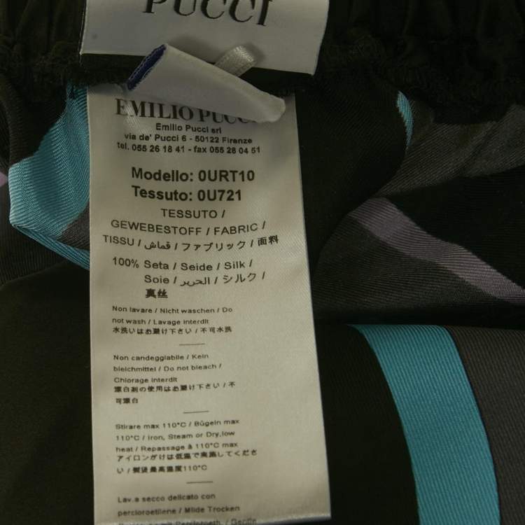 Pre Owned Emilio Pucci Multicolor Patterned Silk Top & Joggers M