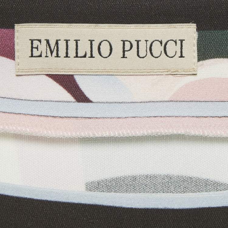 Pre Owned Emilio Pucci Multicolor Patterned Silk Knit Top & Pants M