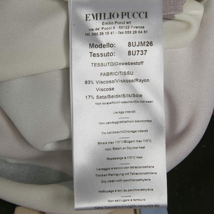 Pre Owned Emilio Pucci Multicolor Patterned Silk Knit Top & Pants M