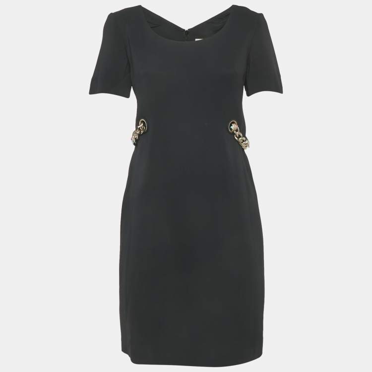 Pre Owned Emilio Pucci Black Crepe Ribbon Details Mini Dress M