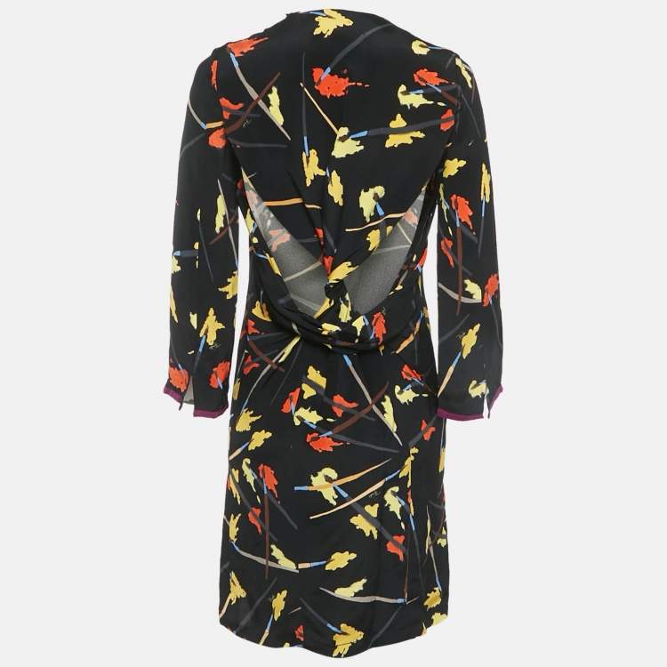 Pre Owned Emilio Pucci Multicolour Brush Print Silk Mini Dress S