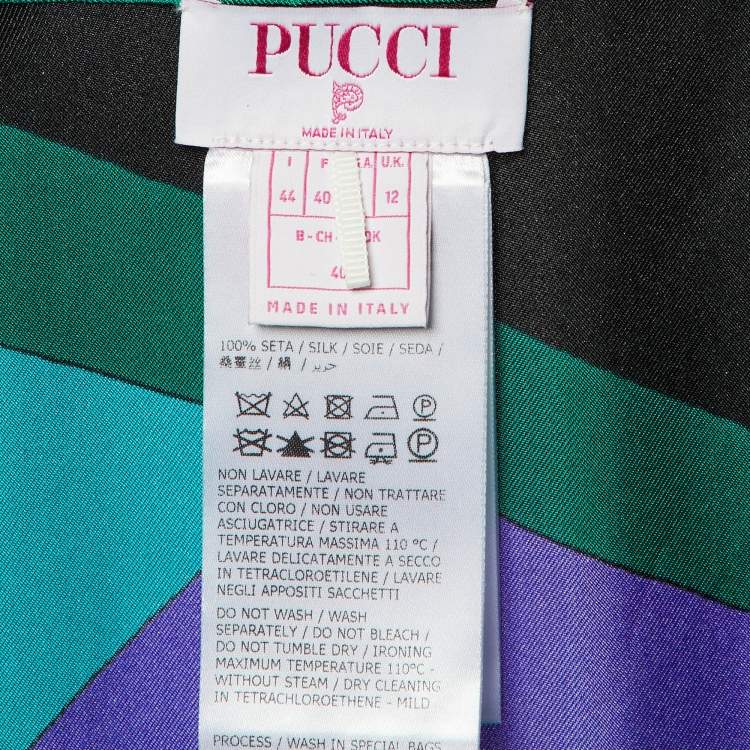 Pre Owned Emilio Pucci Multicolor Printed Silk Midi Skirt M