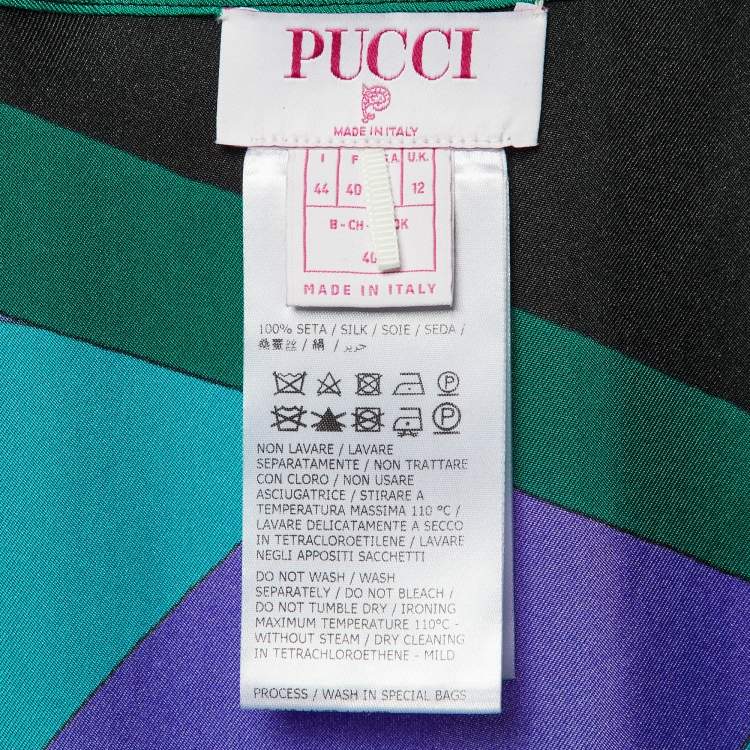 Pre Owned Emilio Pucci Multicolor Printed Silk Midi Skirt M