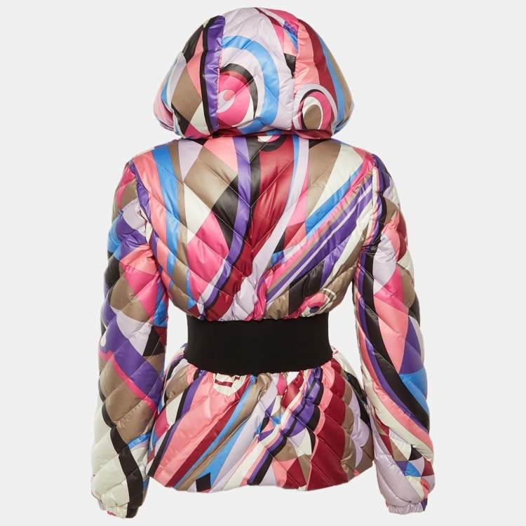 Pre Owned Emilio Pucci Multicolor Printed Puffer Down Jacket S