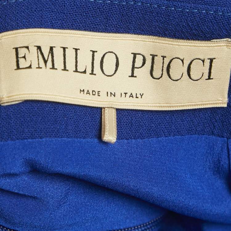 Pre Owned Emilio Pucci Blue Wool Ruffled Mini Skirt S