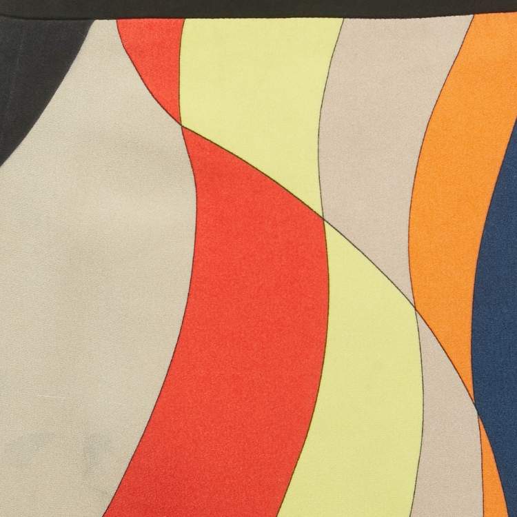 Pre Owned Emilio Pucci Multicolor Printed Crepe Mini Skirt L