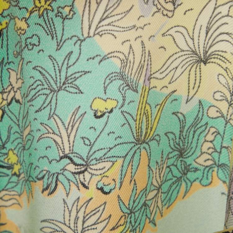 Pre Owned Emilio Pucci Multicolor Printed Silk & Lace Trim Mini Dress S