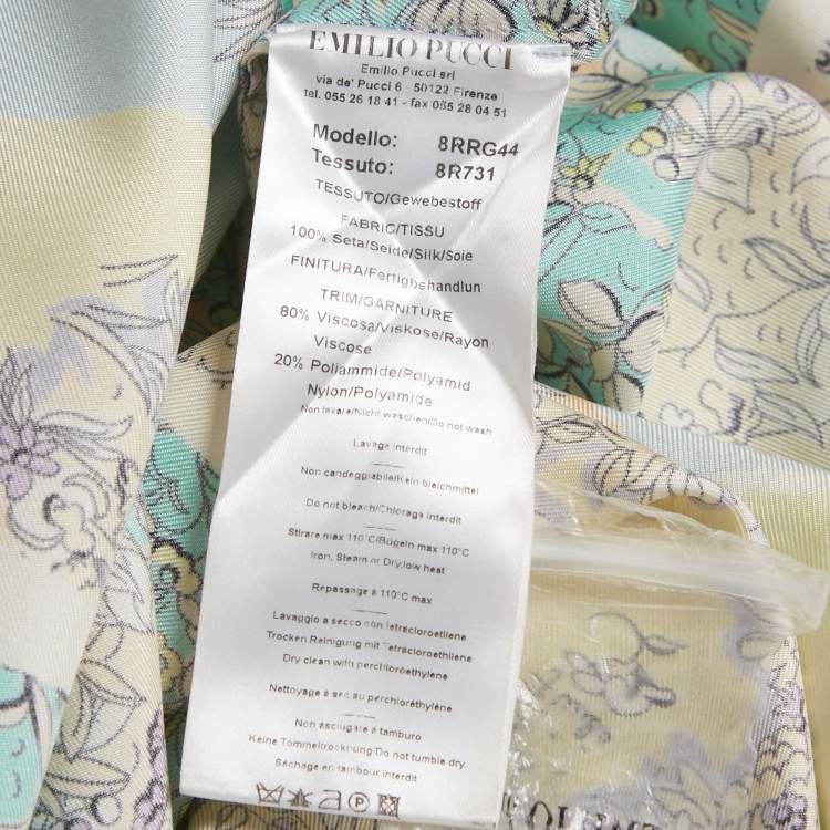 Pre Owned Emilio Pucci Multicolor Printed Silk & Lace Trim Mini Dress S