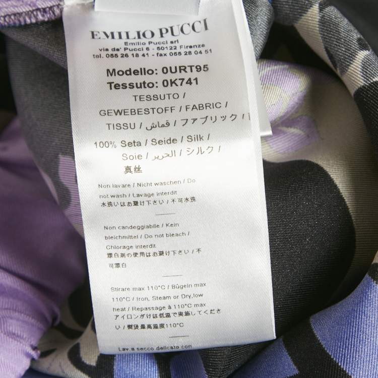 Pre Owned Emilio Pucci Black/Purple Lupa Print Silk Trousers S