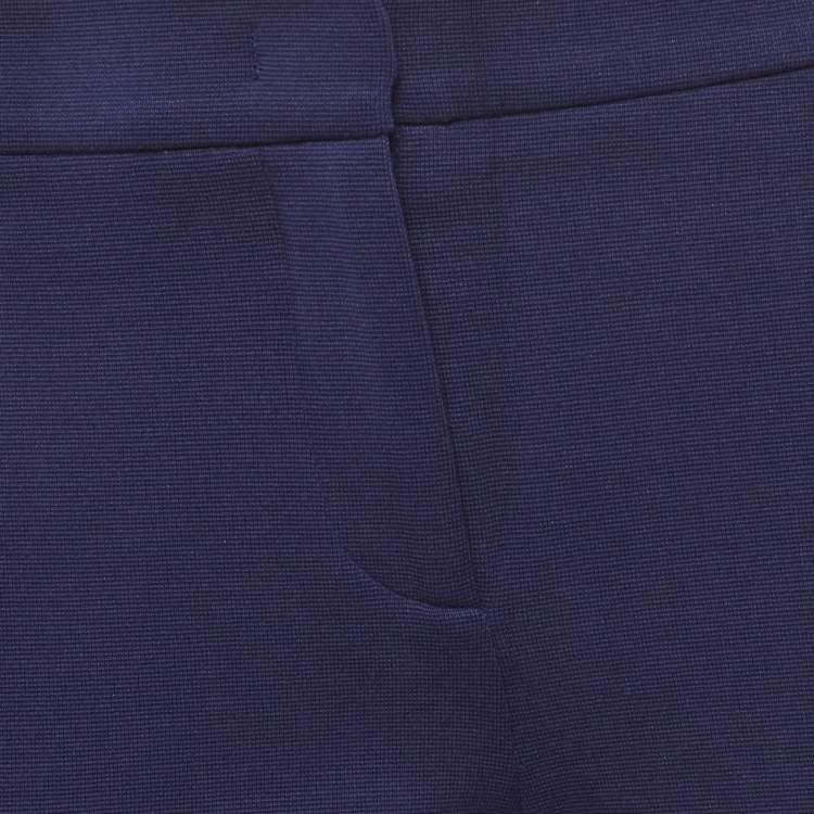 Pre Owned Emilio Pucci Blue Stretch Crepe Straight Fit Trousers M Waist/28"