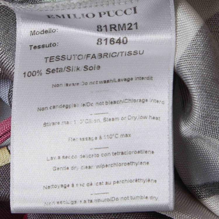 Pre Owned Emilio Pucci Multicolour Abstract Pattern Stretch Long-Sleeved Top M